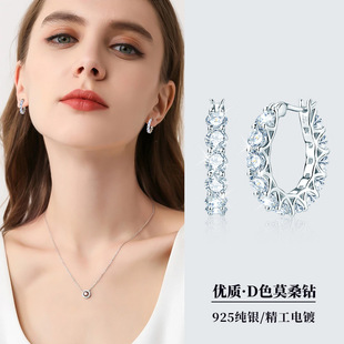 跨境欧美ins风长款流苏莫桑石耳环女高级感925纯银外贸耳饰品批发详情5