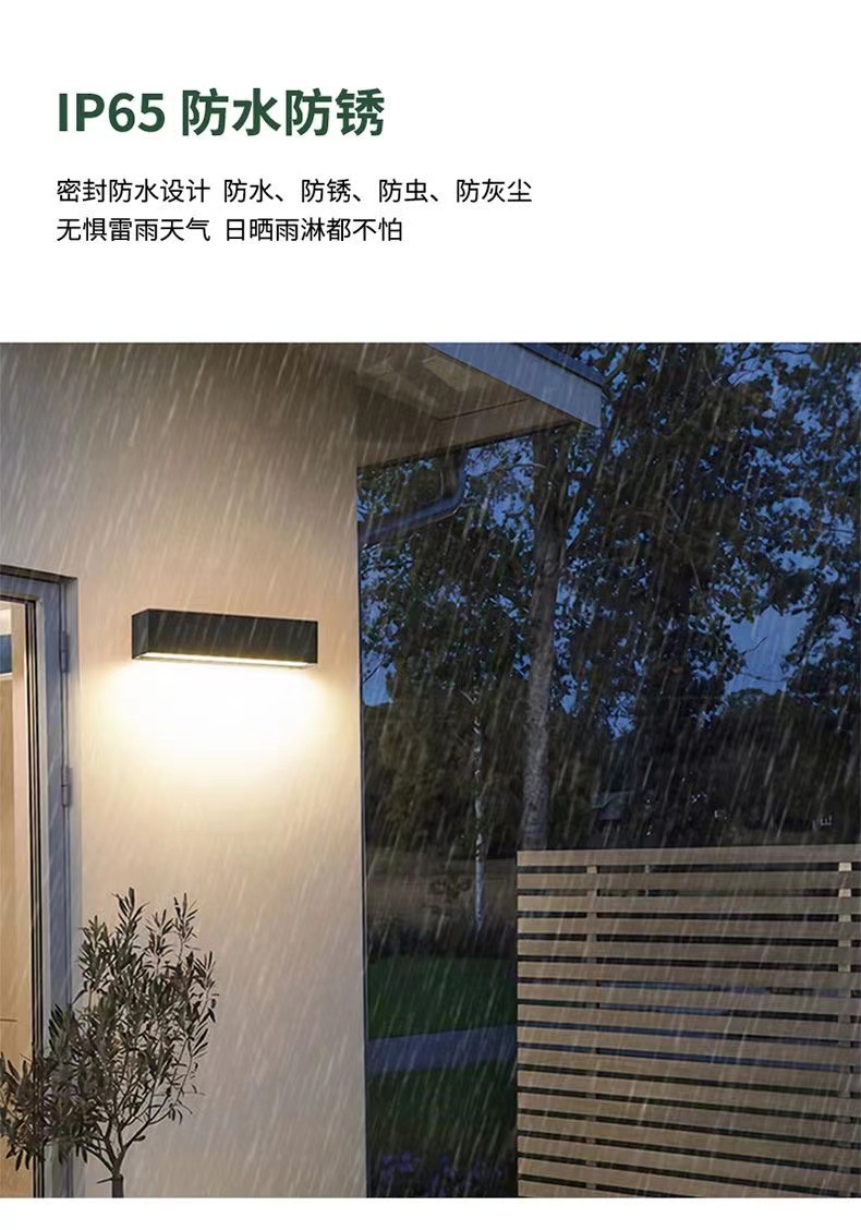 户外防水壁灯庭院露台墙壁装饰灯门口招牌灯极简卧室长条壁灯简约详情5