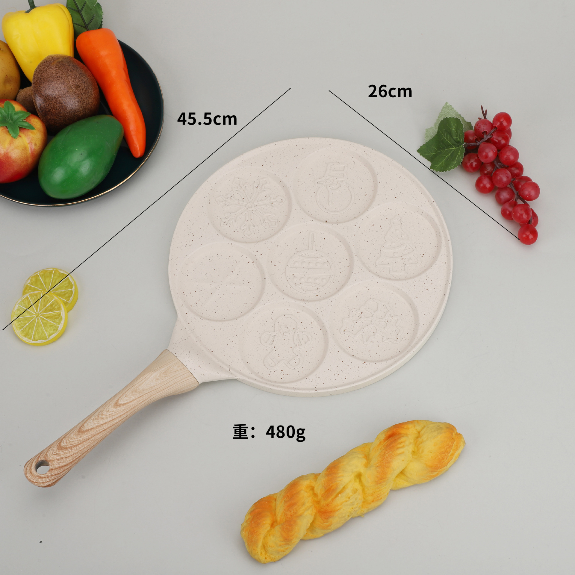 亚马逊披萨烘焙圆形不粘烤盘跨境热销七孔圣诞雪人系列DIY批发详情7