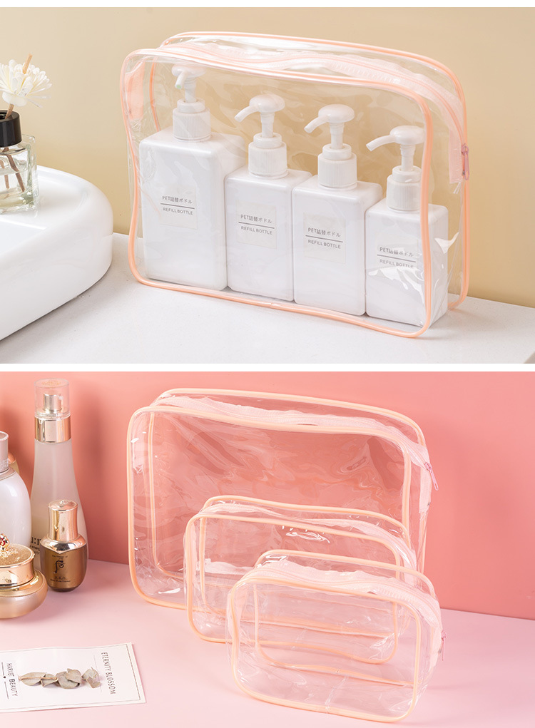 Wholesale pvc toiletry bags, waterproof portable travel storage bags, transparent cosmetic bags, large capacity and high-end feel pic 13
