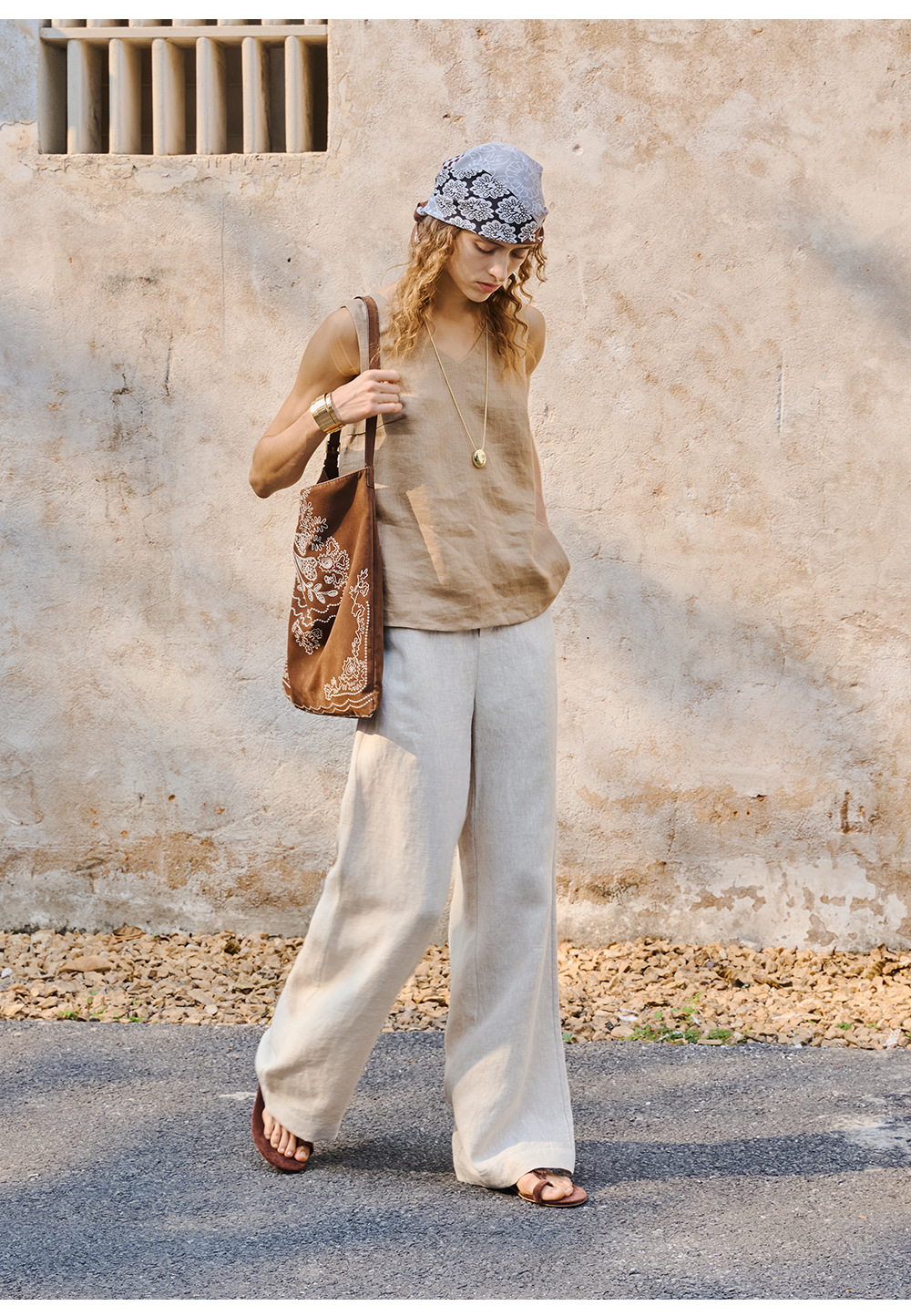 Linen loose straight-leg pants for commuting, long pants with a high-quality feel for old money, high-waisted fashionable linen casual pants for women in spring and summer pic 18
