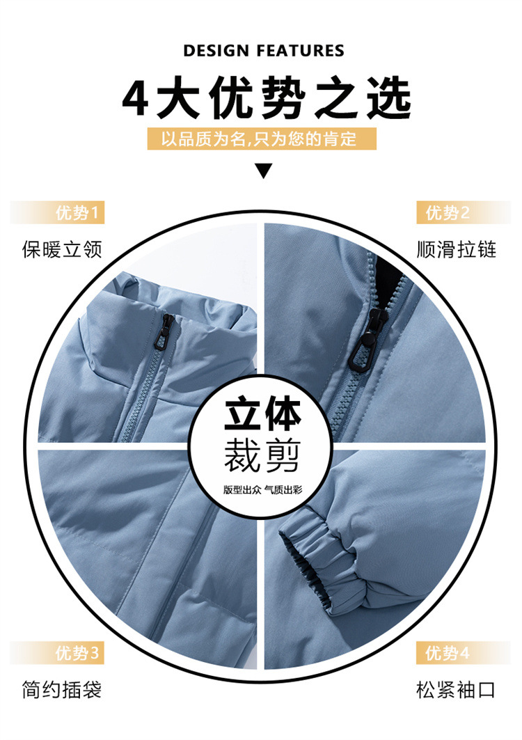 新款羽绒棉服男士外套冬季棉衣加厚潮牌大码立领宽松纯色情侣棉袄详情2