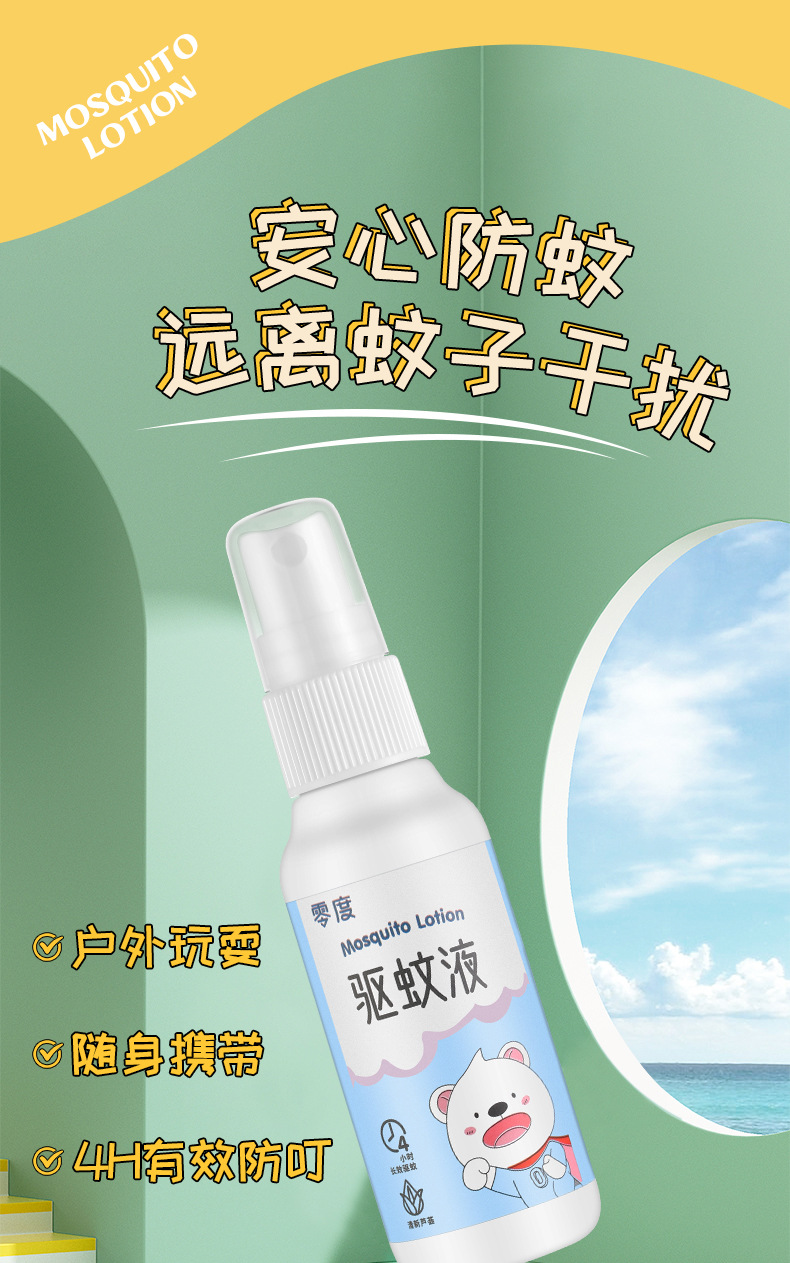 零度驱蚊喷雾批发户外便携50ml驱蚊防蚊水露营钓鱼防叮咬驱蚊液详情9