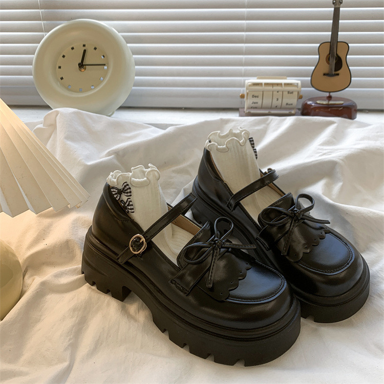 乐福学院风配裙子可爱百搭单鞋2025新款春秋粗跟厚底增高小皮鞋女详情2