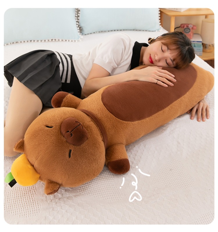 外贸创意长条卡皮巴拉抱枕可爱大号水豚公仔睡觉夹腿娃娃毛绒玩具详情18