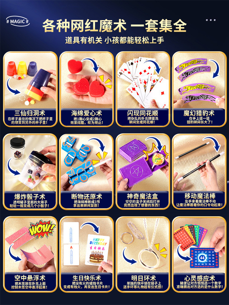 儿童魔术道具礼盒套装魔法玩具男孩震撼扑克高级表演女孩生日礼物详情4