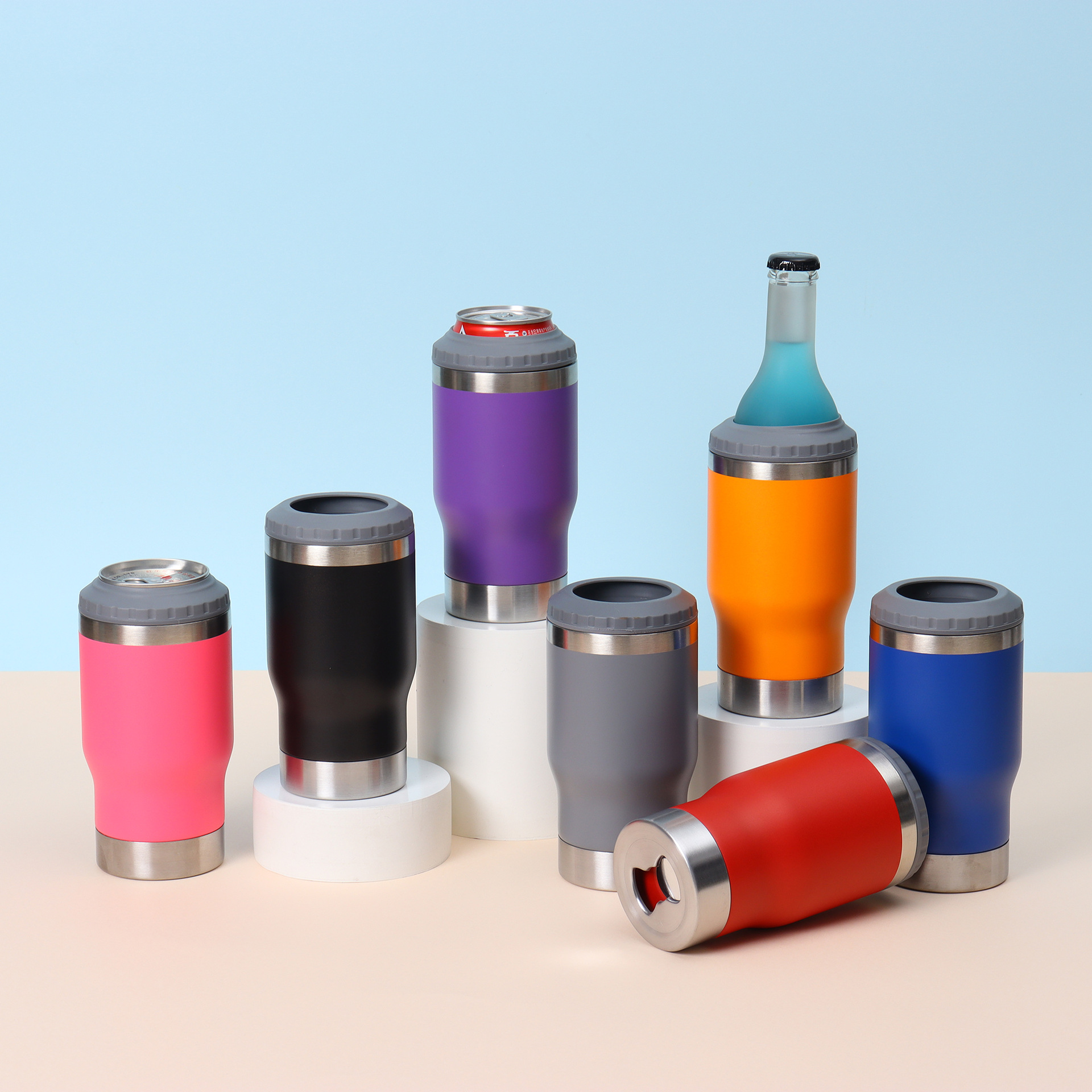 跨境定制14oz保冷啤酒杯304不锈钢真空保温杯便携带开瓶器汽车杯详情1