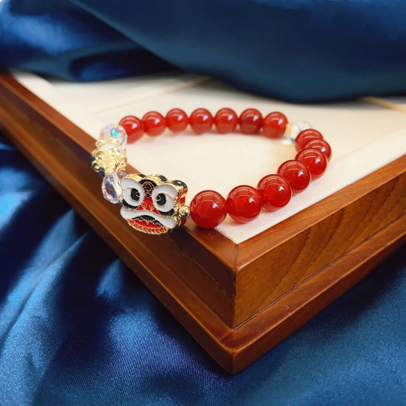 SL056079舞狮国风手串闺蜜时尚个性风潮红玛瑙可爱闺蜜详情2