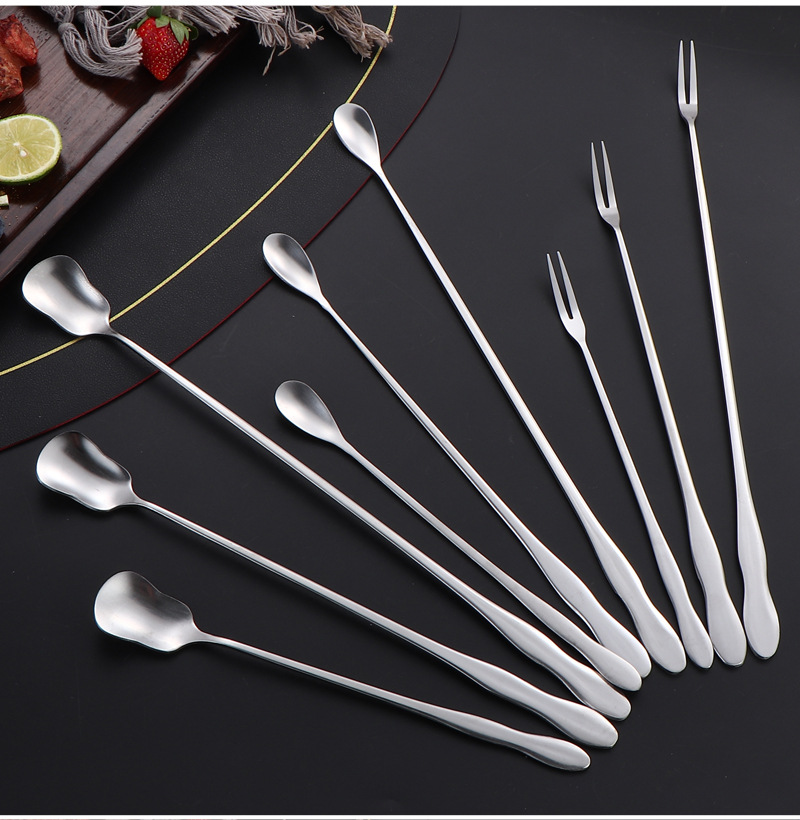 不锈钢搅拌勺创意葫芦柄水果叉咖啡搅拌勺火锅调料勺油勺长柄冰勺详情16