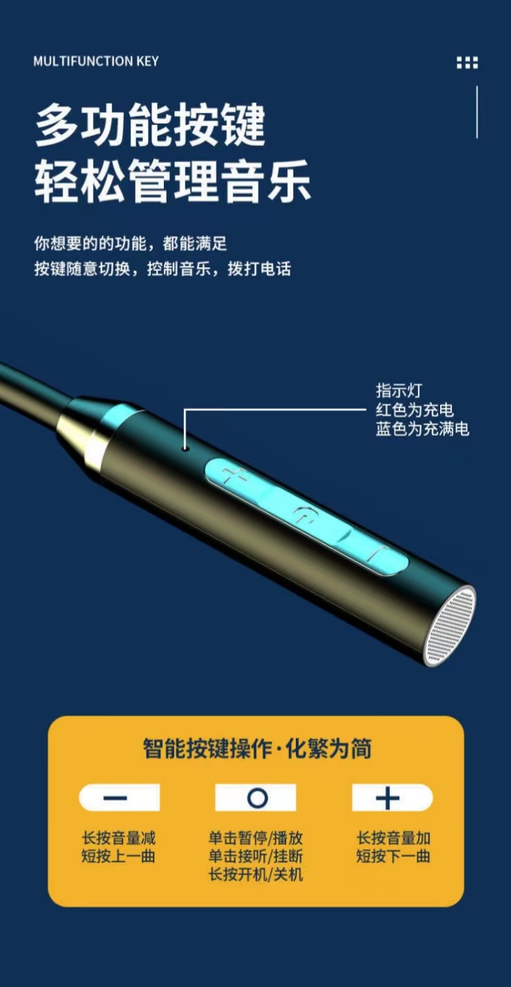 New Bluetooth headphones, in-ear neckband sports headphones, ultra-long standby life, wholesale from General mobile phone Hua pic 1