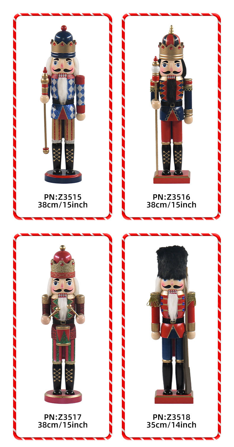 Holiday Christmas series 35cm - 38cm Nutcracker Glitter Pink Striped Series Cape King Painted Soldier wholesale pic 5