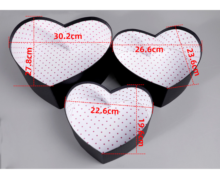 心形黑色套三礼品包装盒情人节巧克力伴手礼创意礼物盒生日口红盒详情4