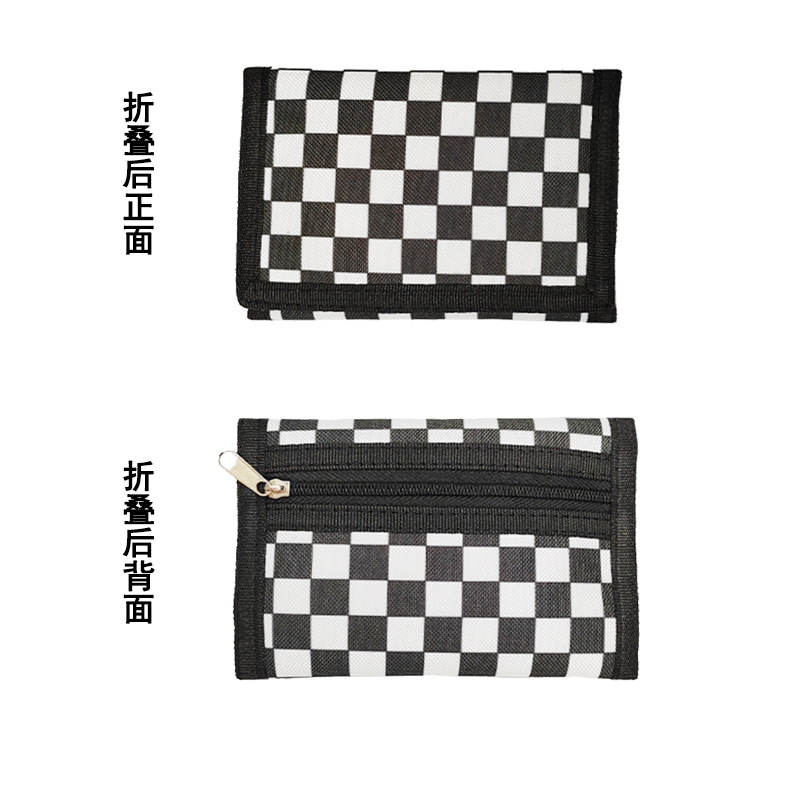 厂家防盗三折棋盘格印花男士钱包多卡位涤纶格子钱夹新款皮包居家布艺坐垫椅垫美臀垫详情3
