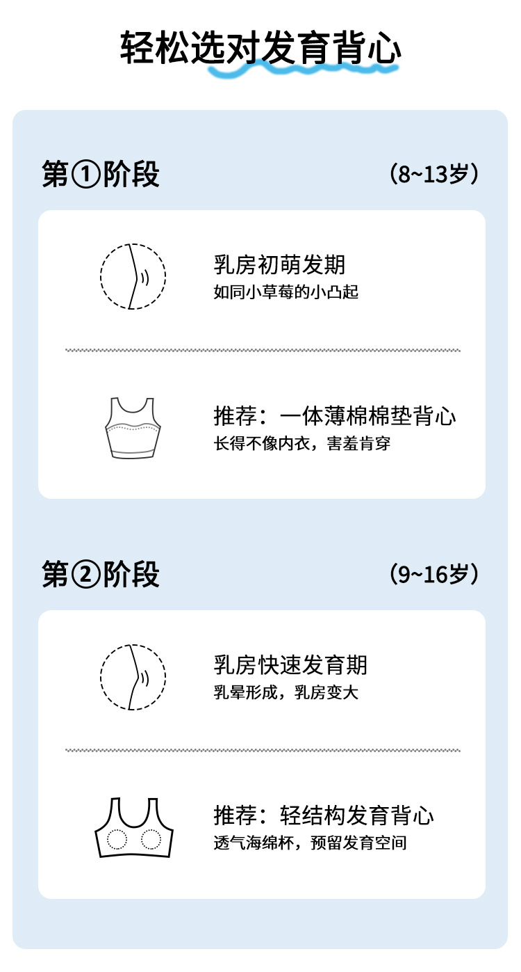 严选女童发育期小背心中小学生透气防凸点内衣8到12岁一阶段背心详情3