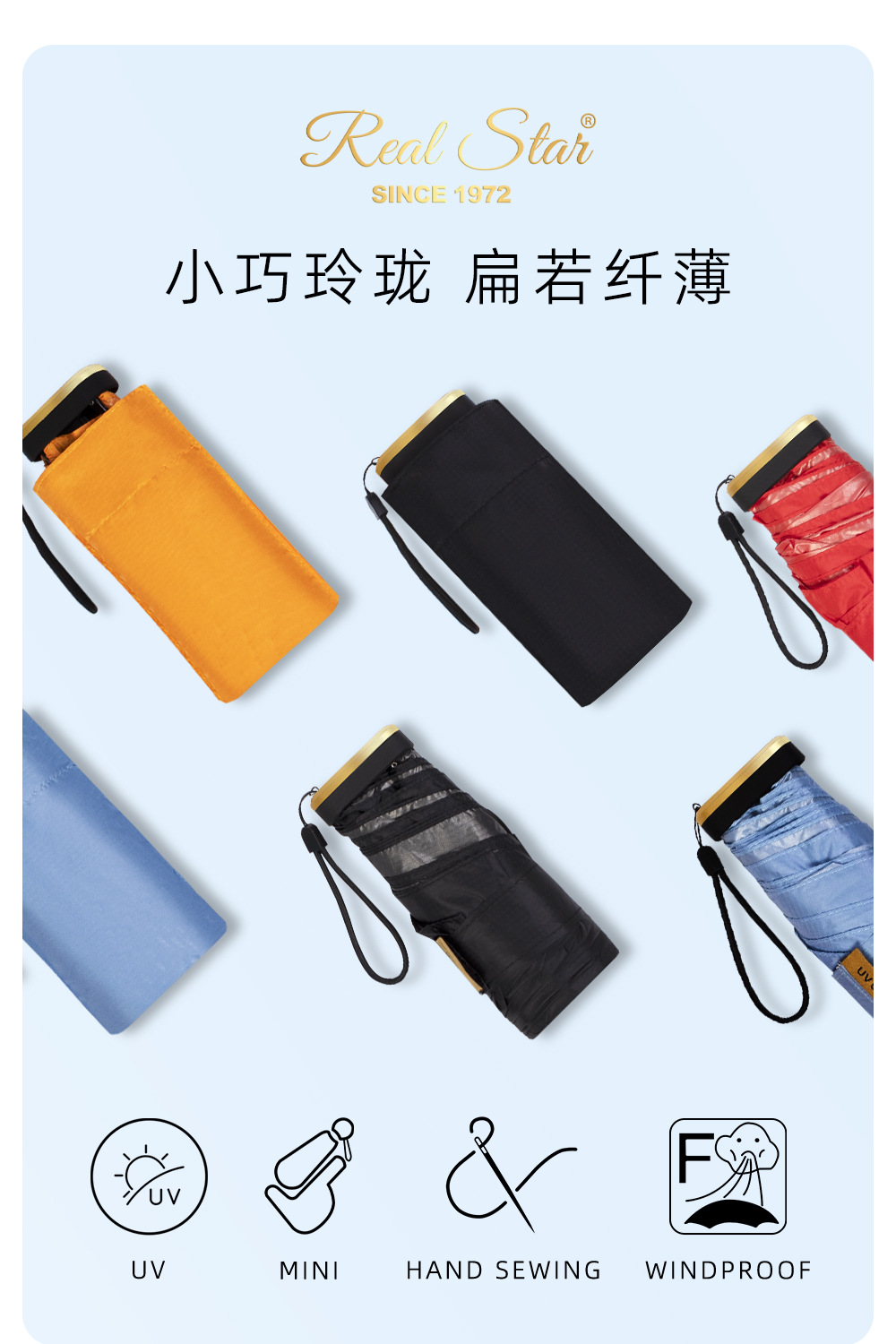 夏季新款五折口袋伞防晒遮阳太阳伞mini卡包雨伞防水含礼盒大牌平详情6