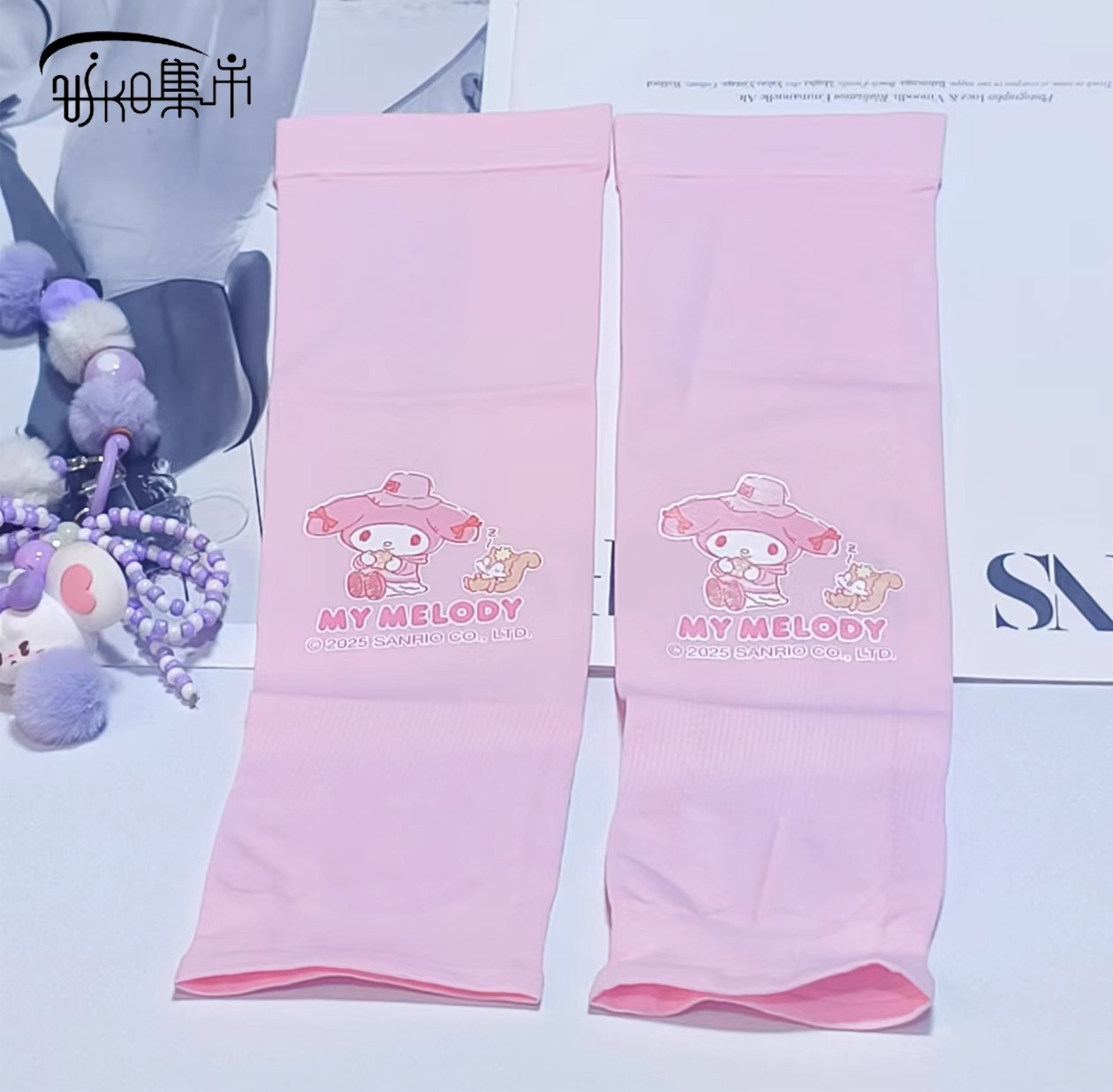 三丽鸥夏款渐变色防晒冰袖可爱户外骑行开车时尚手套袖套冰丝手袖详情10