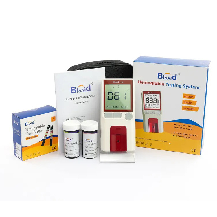 跨境专供英文包装Bioaid血红蛋白检测仪家用套装分析仪带测试纸详情7
