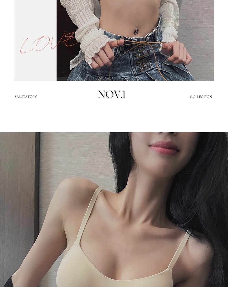 日本无痕内衣女半杯薄款防下垂聚拢文胸罩小胸光面无钢圈上托抹胸详情23