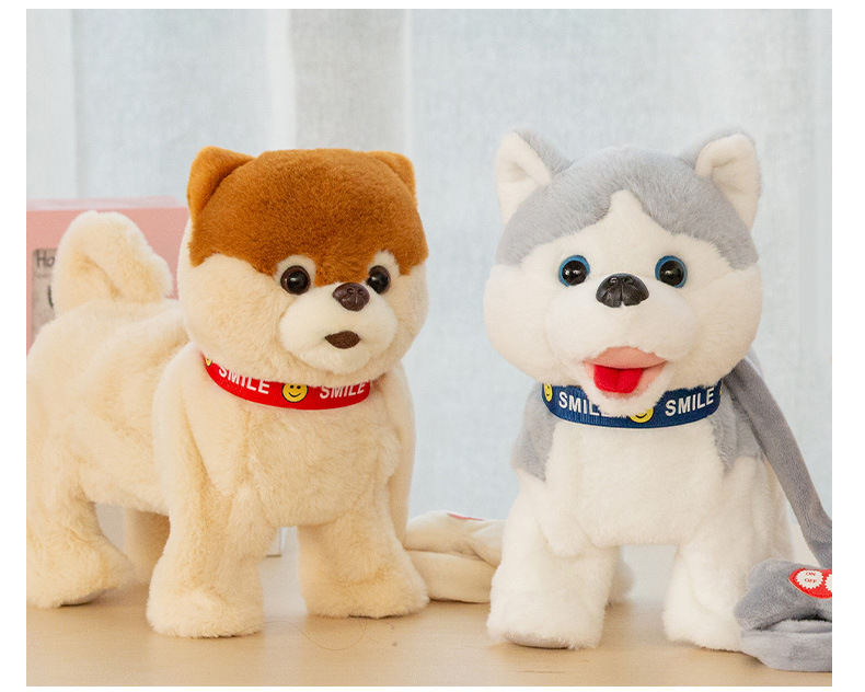 儿童电动毛绒玩具狗狗会唱歌会叫智能对话机器狗仿真博美走路小狗详情9