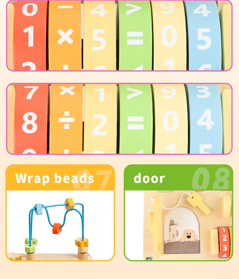 跨境桌面忙碌板忙碌桌木质多功能游戏台1-2岁儿童早教绕珠玩具详情21