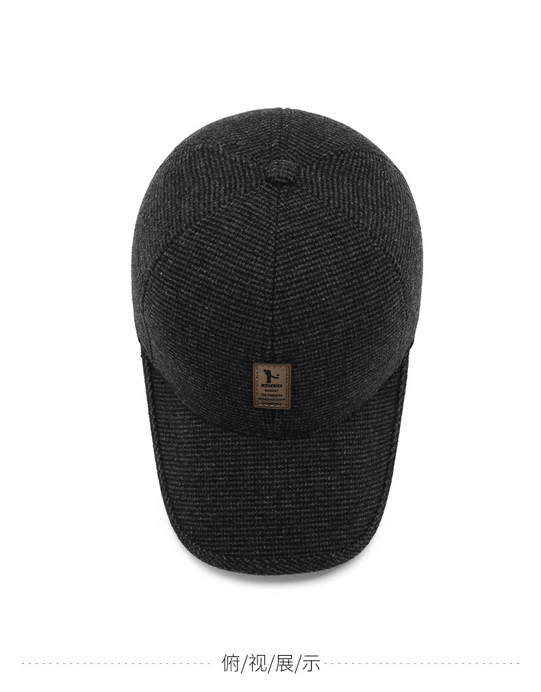 冬季新款绵中标棒球帽老年款户外秋冬休闲中老年加厚护耳男士百搭详情11
