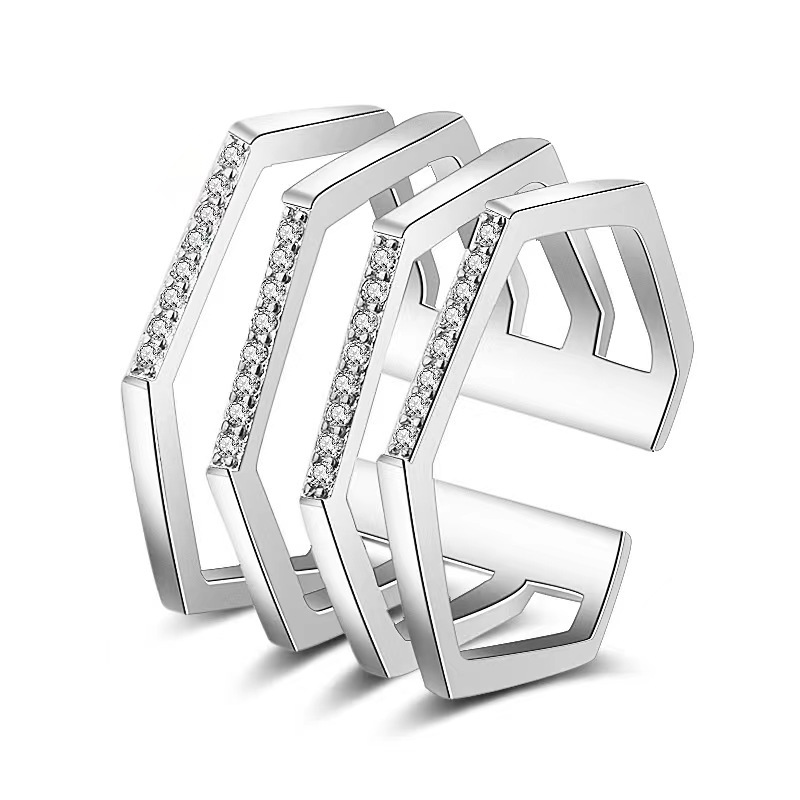 KIMOJ新款戒指夸张气质带钻高级感戒指女小众设计轻奢时尚个性情侣开口食指戒指详情1