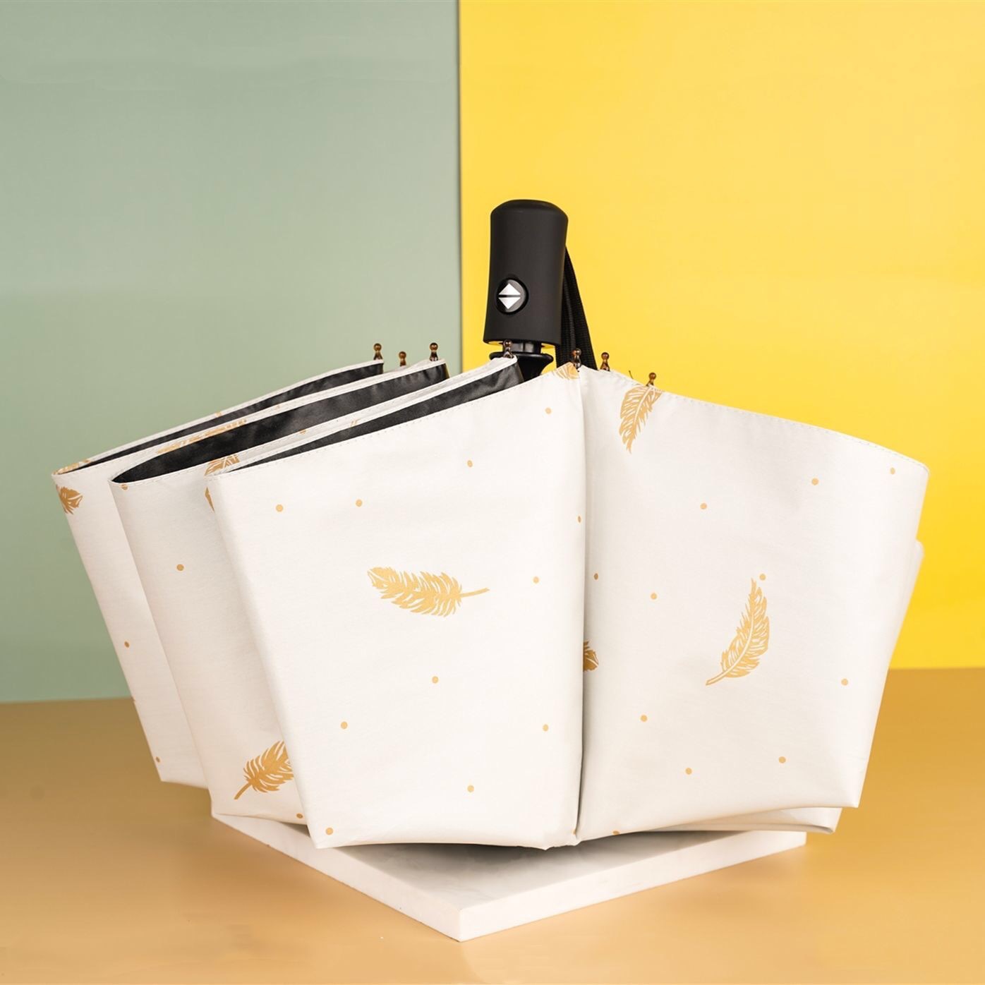 全自动羽毛折叠晴雨两用黑胶伞防紫外线遮阳伞高级太阳伞批发礼品详情5