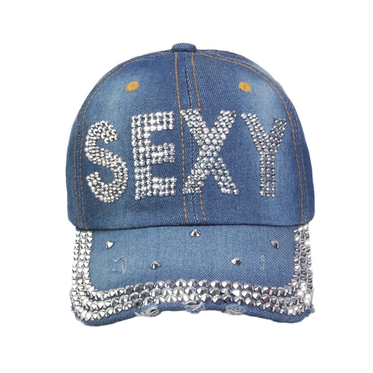 牛仔镶钻棒球帽弯檐男帽女帽百搭款遮阳鸭舌帽夏季休闲百搭帽子详情9