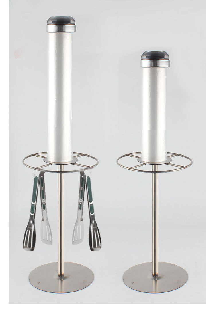 Supermarket pork stand continuous roll bag support, meat clip hanging rack, stainless steel metal thickened hand-torn shopping bag display stand, fresh food countertop plastic bag hanging support, store meat stall hand-torn bag storage rack, supermarket simple storage hanging rod pic 6