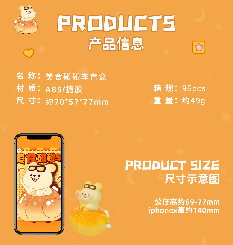 萌趣可爱美食碰碰车盲盒公仔手办家居办公室桌面装饰摆件厂家批发详情5