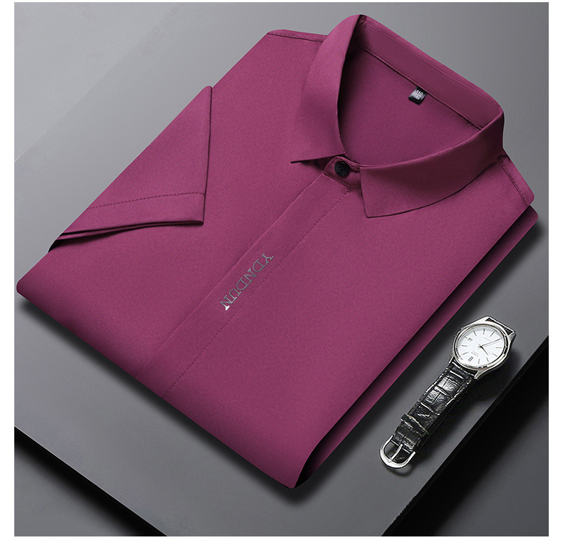 Out-of-size special offer: Summer mulberry silk short-sleeved shirt for men, high-end, seamless, one-inch shirt with good drape, no need for ironing, elastic and delicate pic 25