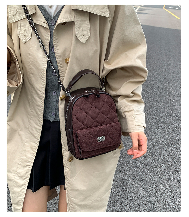 时尚小香风菱格链条女包新款绒面双肩包小众百搭手提包儒雅休闲包详情14