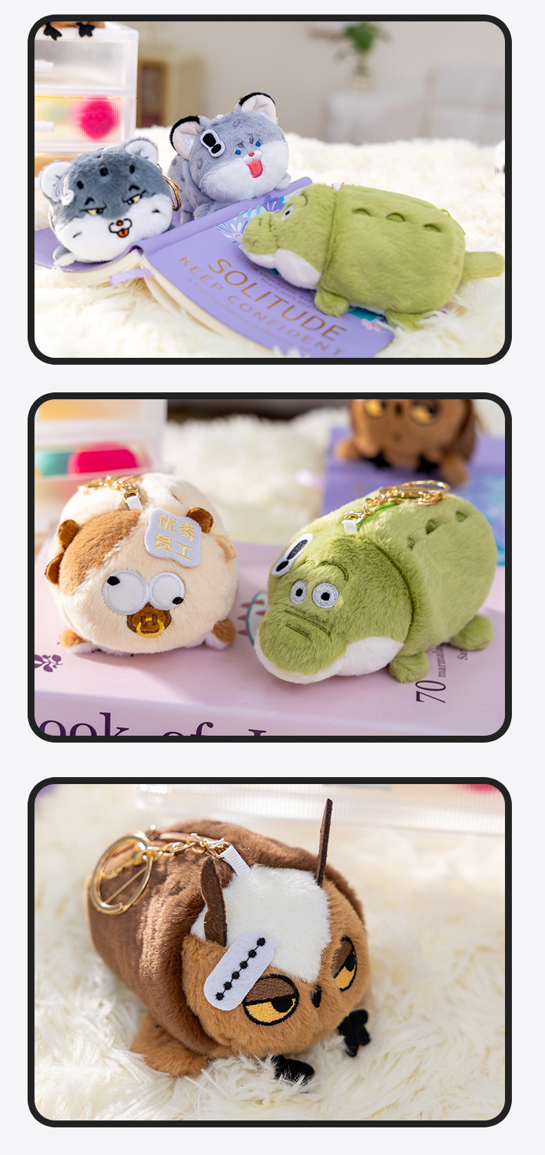 Funny owl, crocodile, snow leopard original animal figurines, dolls, earphone cases, coin purses, ornaments and gifts wholesale pic 16
