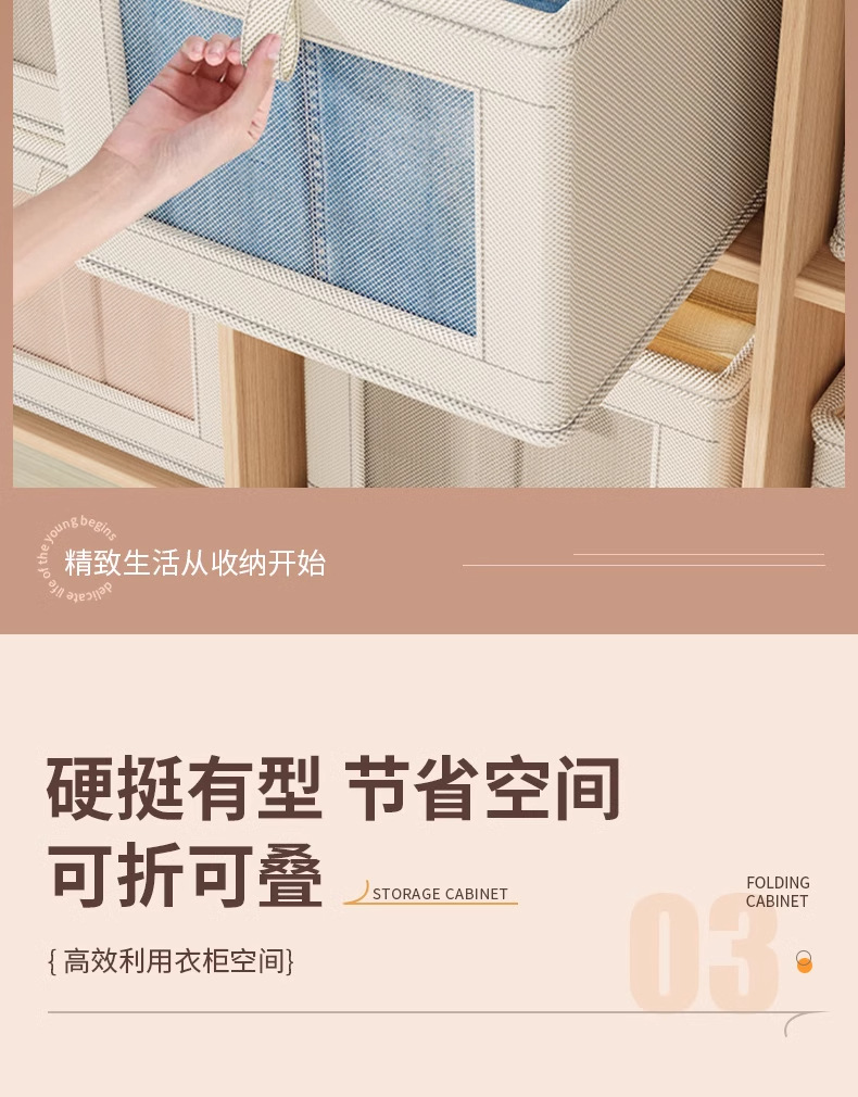 跨境牛津布可视开窗收纳盒家用衣物带盖收纳箱大号布艺整理箱批发详情7