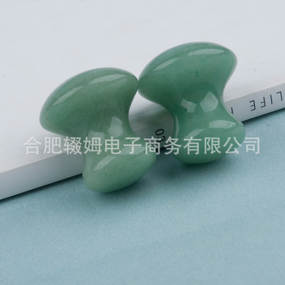 天然粉晶东陵绿玉石蘑菇头面部脸部颈部美容冷热敷按摩石刮痧板详情13