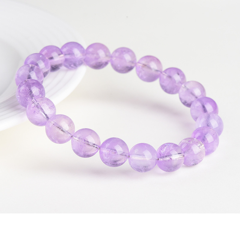 Jiuya Crystal Natural Ice Type Lavender Round Bead Bracelet, Fresh and transparent light amethyst bracelet wholesale pic 14