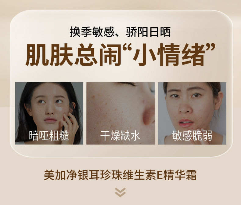 【新品上市】美加净银耳珍珠维生素E精华霜保湿身体乳膏补水素颜8详情2