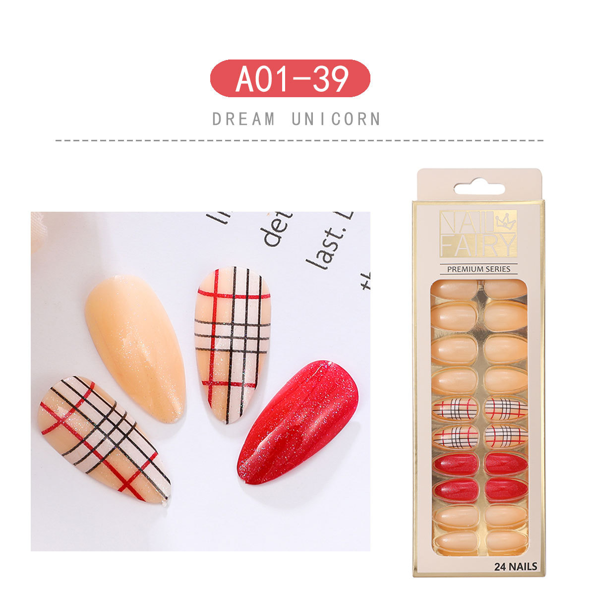 New striped nail tips, 24 pieces of finished nail tips, detachable teardrop nails, wearable nail false nails pic 9