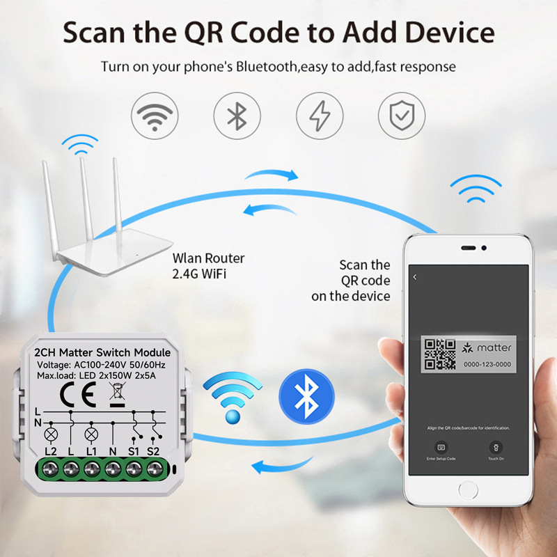 Matter Smart Switch Module, smart gateway switch, bathroom heater, smart switch, smart switcher pic 2