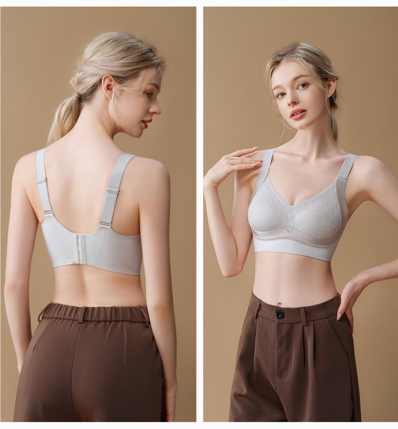 新款粉底液无痕提拉聚拢蕾丝内衣女大胸显小裸感舒适固定文胸罩详情21