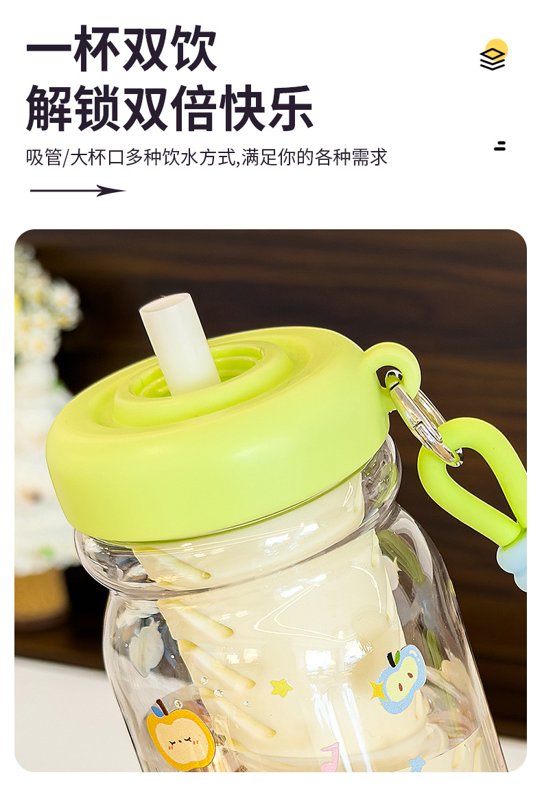 Tazas de agua de dibujos animados adorables cuerpo plástico niños taza de agua diagonal trans dibujos animados tazas de plástico para niños pic 6