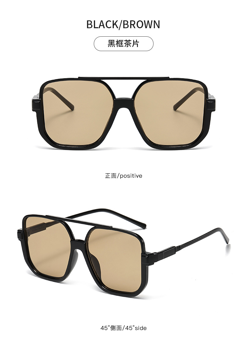 Retro tea-colored sunglasses, feminine personality, half-frame glasses, popular street style on Instagram, large-frame round face slimming sunglasses, trendy pic 13