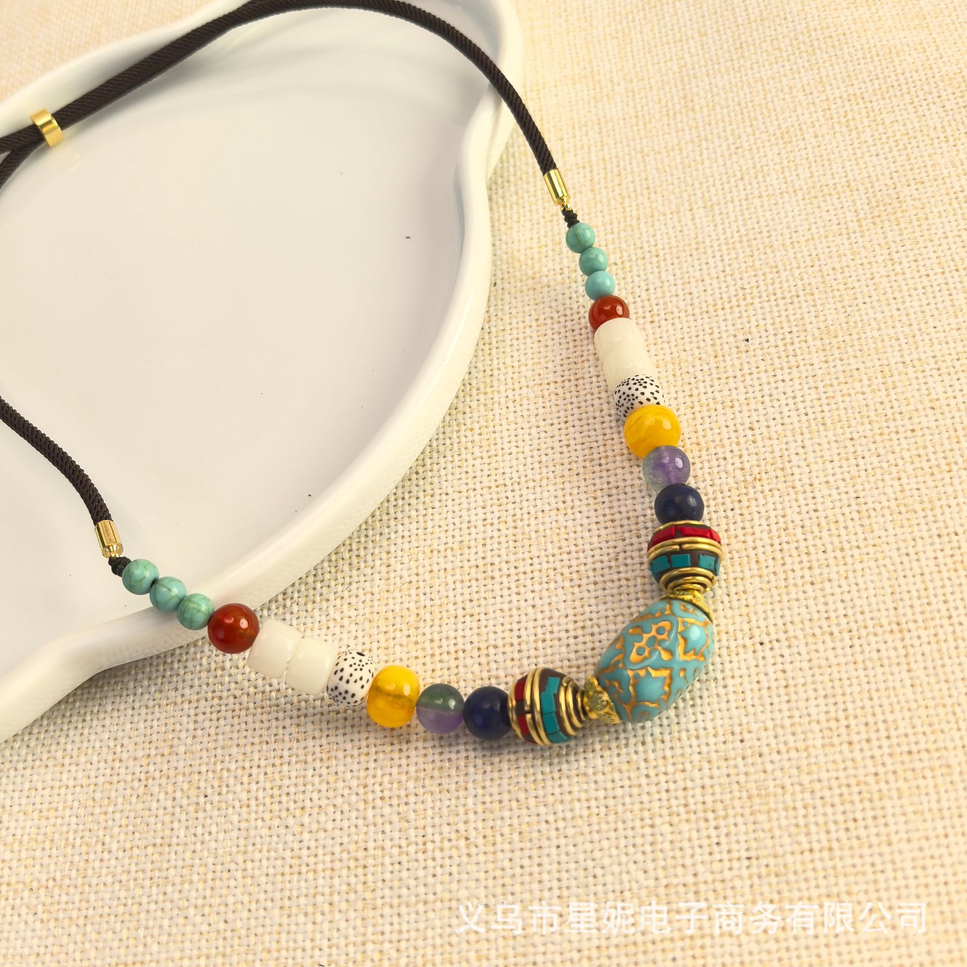 小众设计尼泊尔松石唐卡藏式手工项链女民族风复古气质男简约菩提详情3
