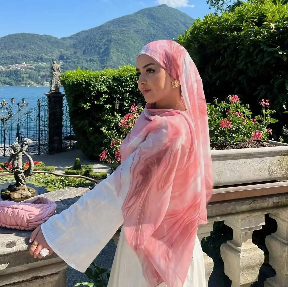 Hot-selling watercolor tie-dyed cotton scarf, Arabian modal cotton, Turkish Middle East headscarf, Internet celebrity style pic 6