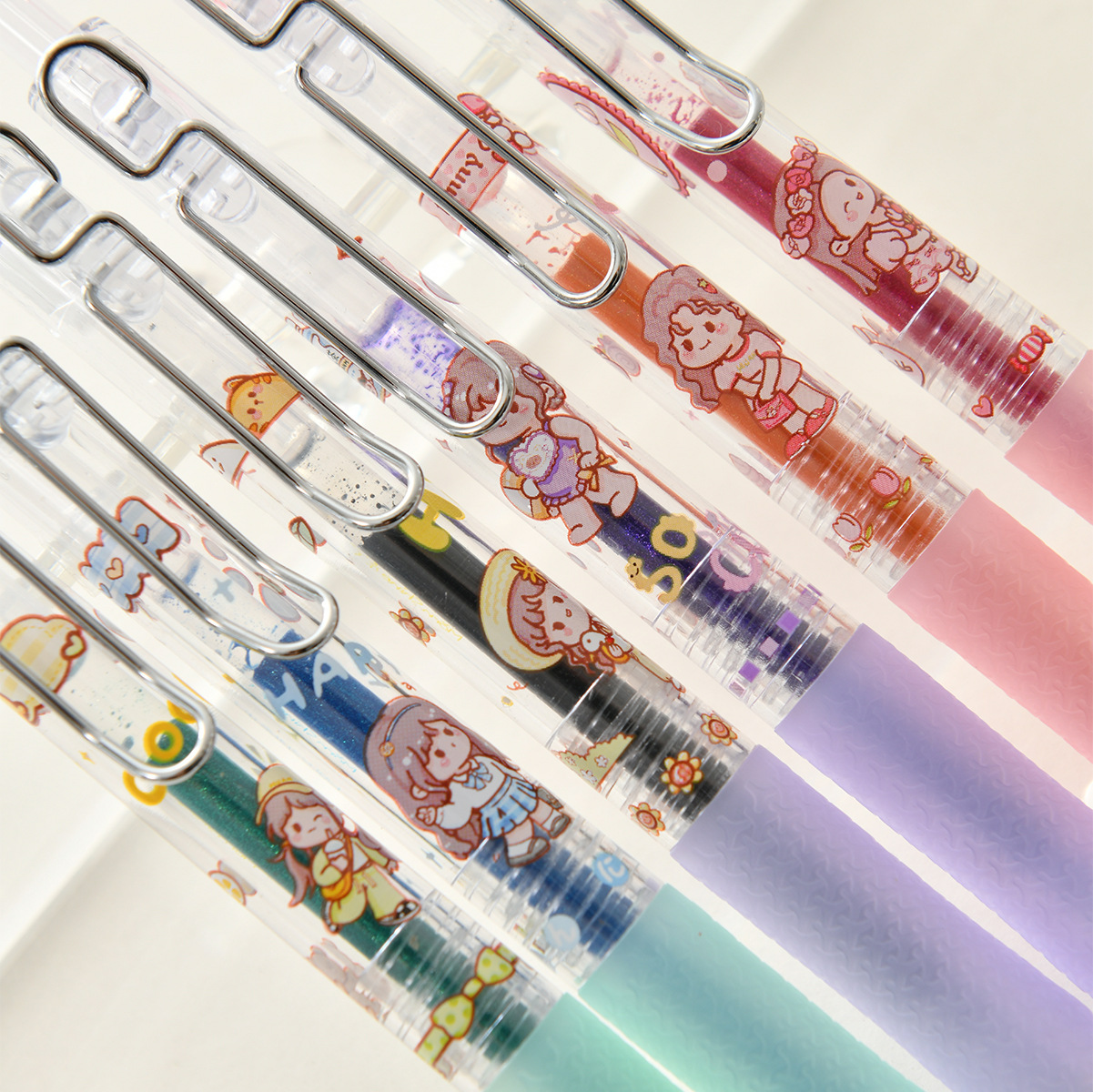 晨兮按动闪光中性笔套装 1.0mm子弹头手账绘画书写顺滑学生用中性笔详情6