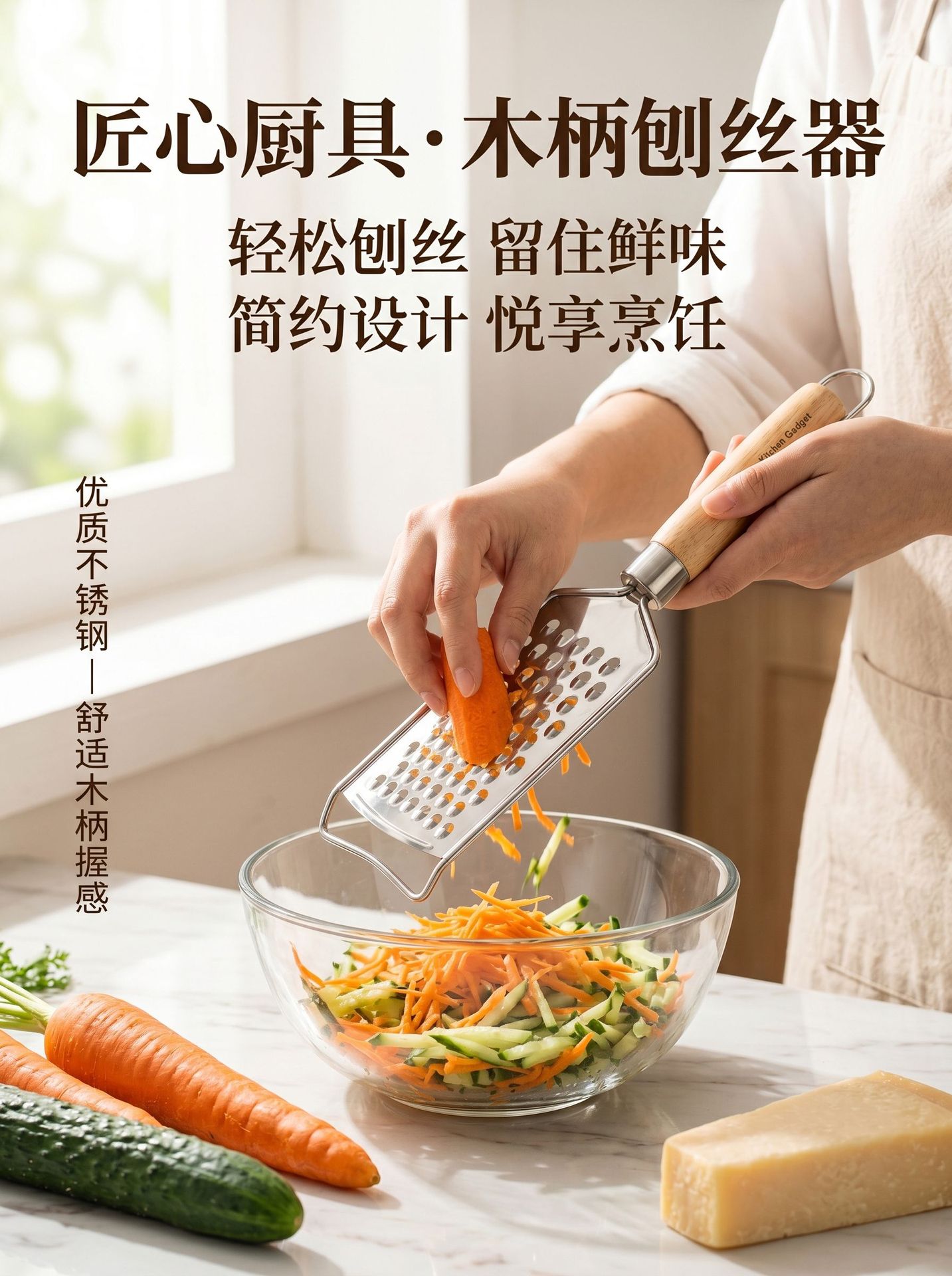 Stainless steel ginger grater, multi-functional radish grater, ginger grinder, lemon grater, cheese grater, flat grater, peeling pic 11