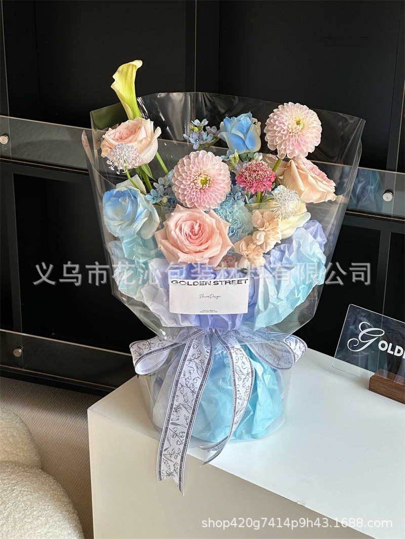 Original new product, gradient pear paper waterproof Korean-style bouquet packaging, floral art rose wrapping material, fresh flower packaging supplies pic 13