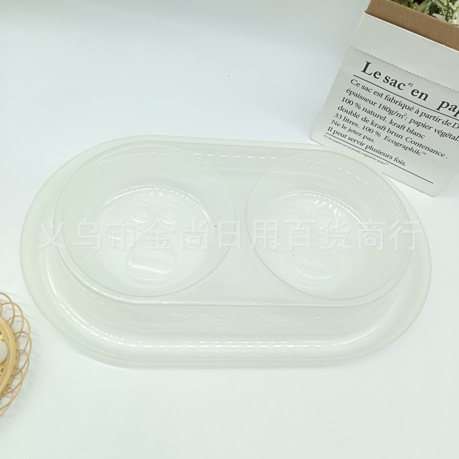 亚马逊冰透马克龙猫猫狗狗碗食盆塑料新品猫爪宠物双碗喂食碗批发详情3
