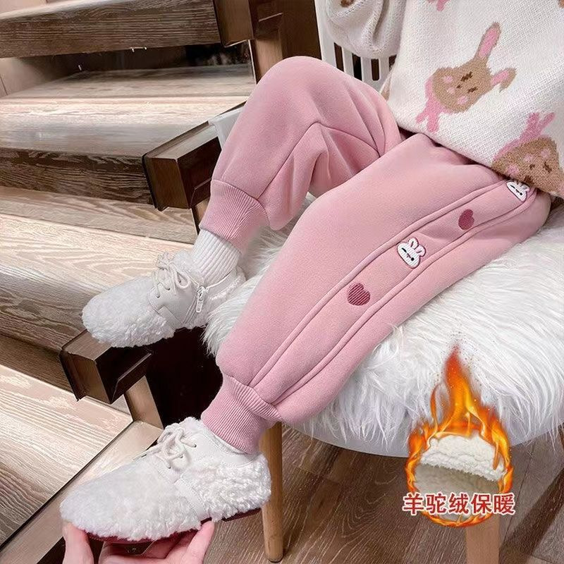 女童加绒裤子秋冬季2023新款运动裤中小童加厚休闲裤冬款儿童卫裤详情13