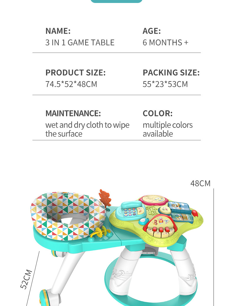 Baby three-in-one multi-functional rotating game table toy, early education and enlightenment learning table for newborns aged 1-3 pic 17